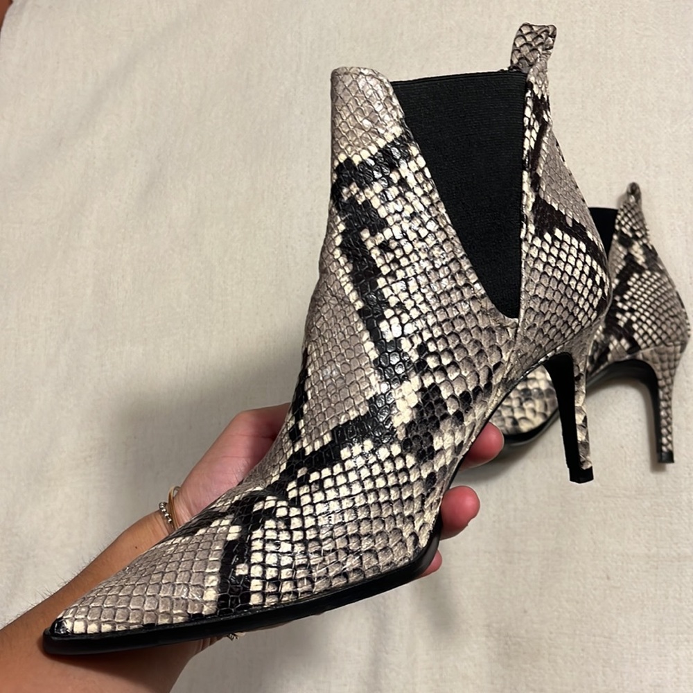 ZARA leather snakeskin high heel ankle boots andβ booties size 7 - Picture 6 of 10